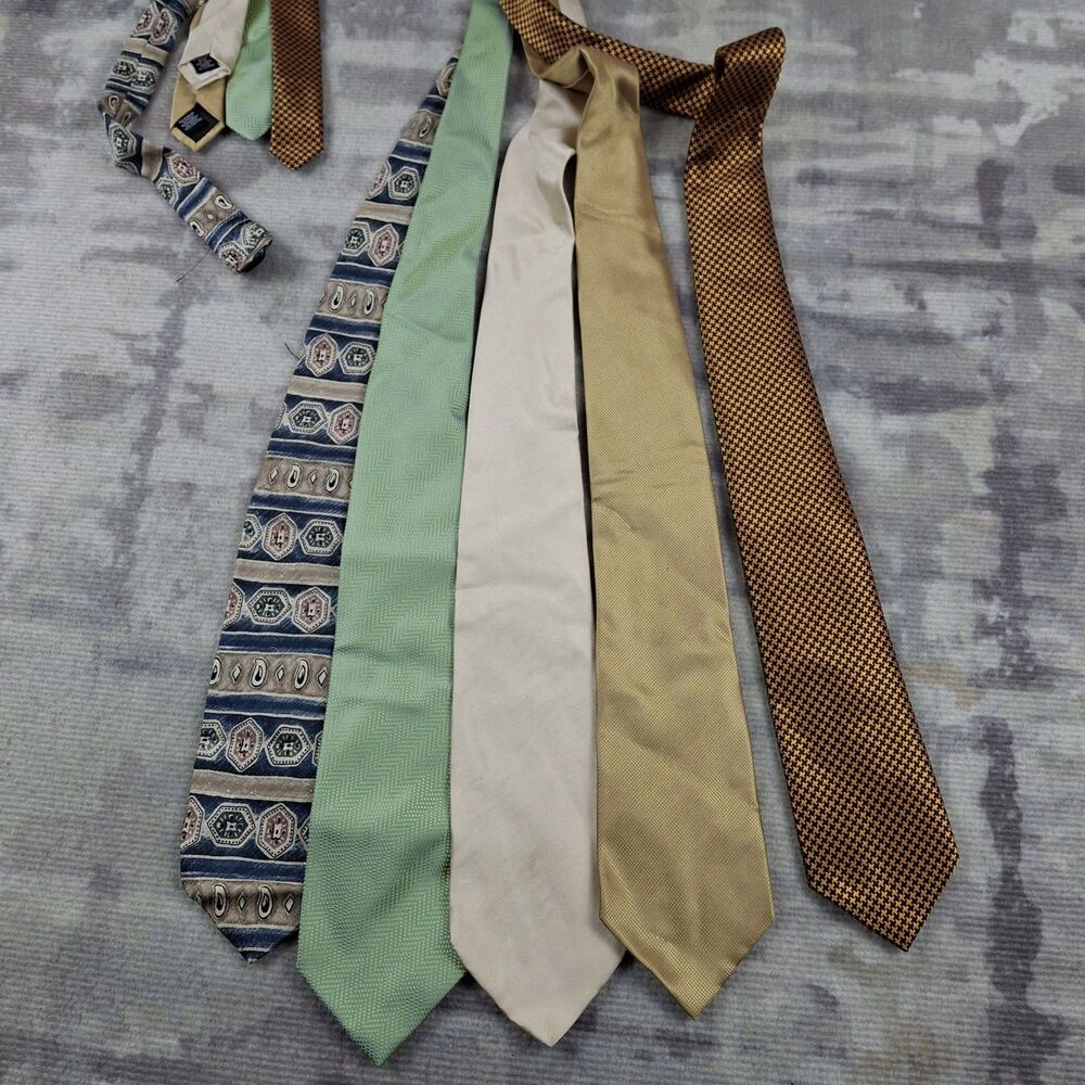 Lot of 5 Mens Silk Ties Xylos George Machado Cricketeer Van Heusen BCBG Vtg